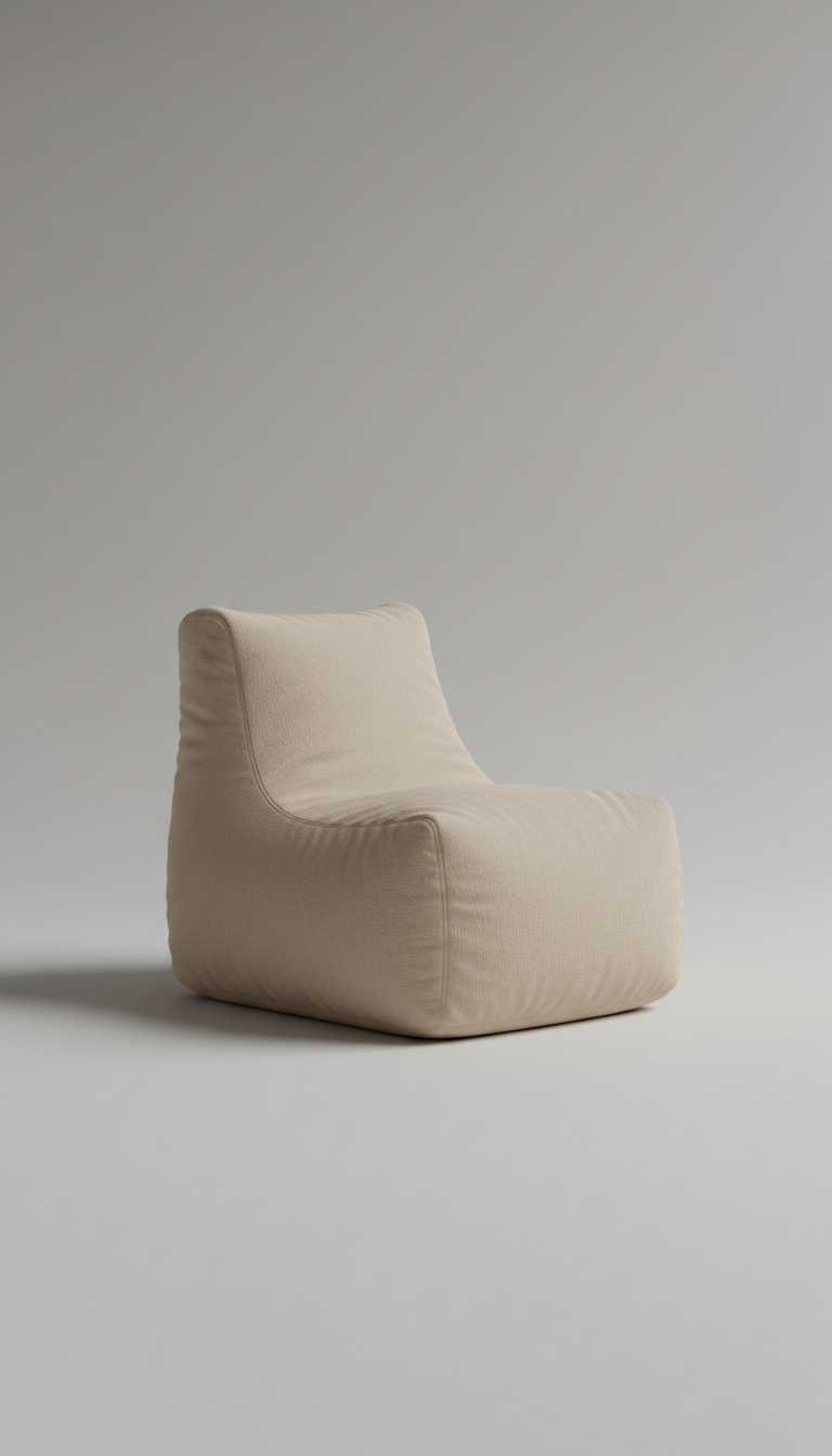 Oat Beige Minimalist Cotton Blend Bean Bag