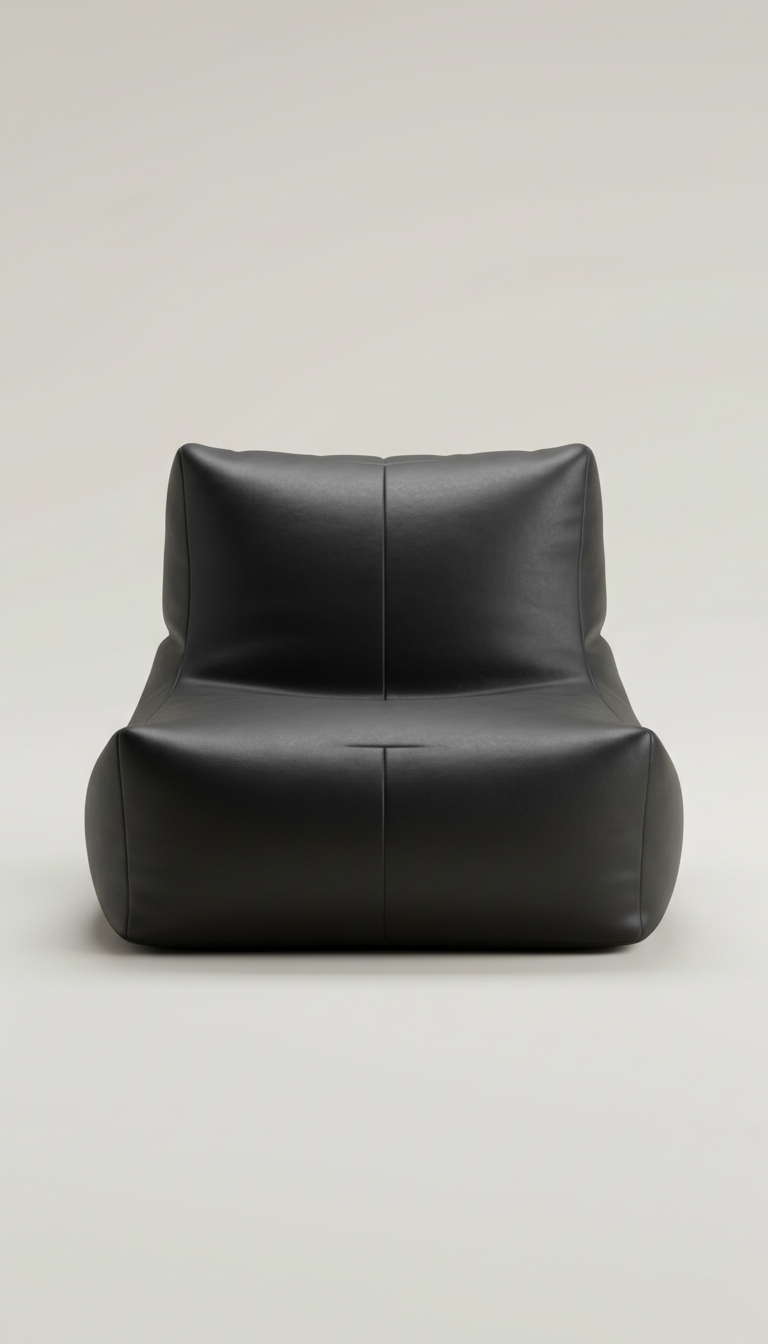 Onyx Black Oversized Vegan Leather Bean Bag