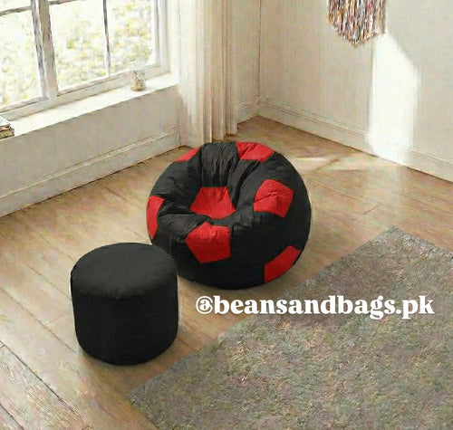 Black and Red Football Beanbag Parachute (free footstool included)