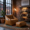 The Metro Slouch leather armchair with free ottoman