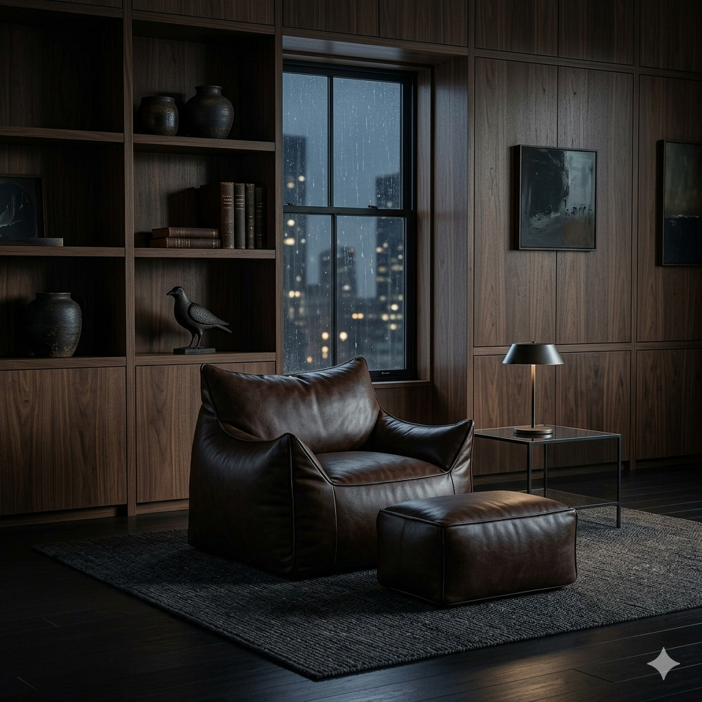 The Foundry Lounge Leather Armchair with free ottoman