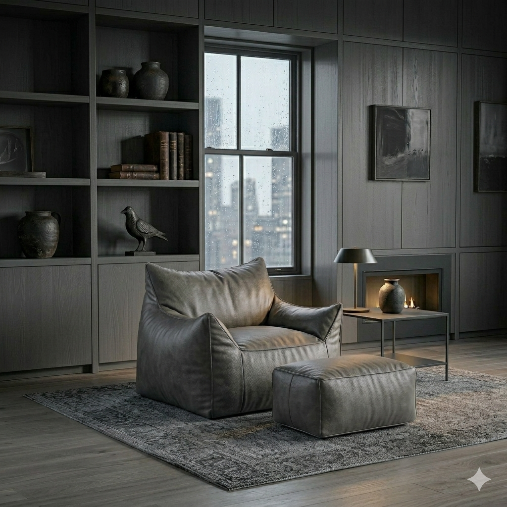The Foundry Lounge Leather Armchair with free ottoman