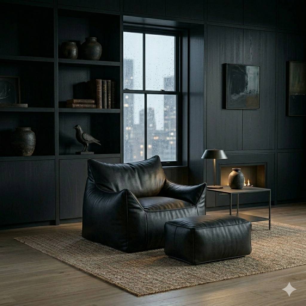 The Foundry Lounge Leather Armchair with free ottoman