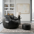 Leather bean bag black with free footstool