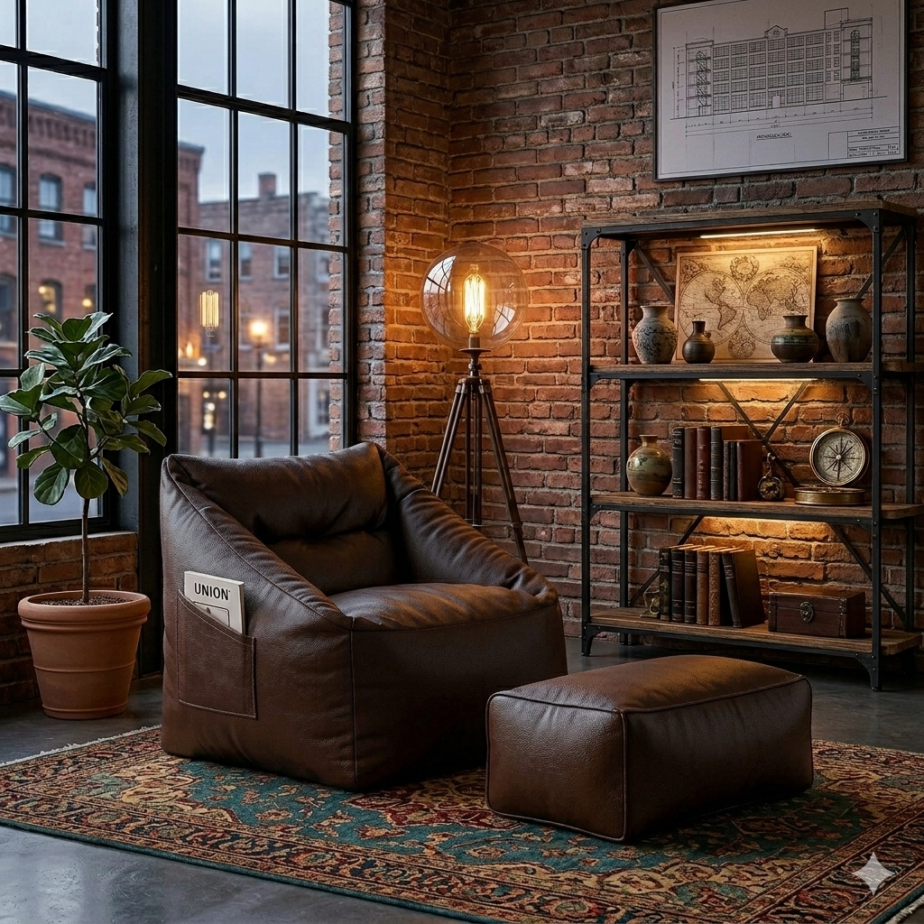The Metro Slouch leather armchair with free ottoman