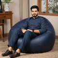 Leather bean bag - Navy Blue with free footstool
