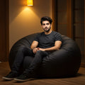 Giant bean bag - Solid Color - Black - With free foot stool