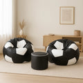 Set of two Black and white Football Beanbags (free footstool included)