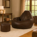 The Comfy leather bean bag with free footstool
