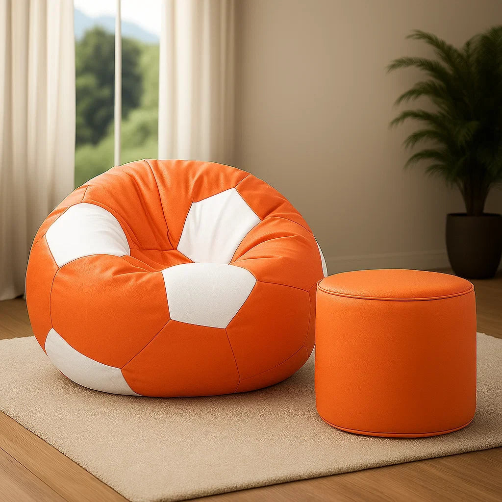 Orange and White Football Beanbag Parachute ( free footstool included)
