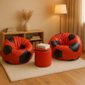 Set of two Red and Black Football Beanbags (free footstool included)