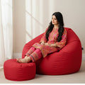 Parachute Bean Bag - Solid Color - Red (with free foot stool)