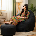 Parachute Bean Bag - Solid Color - Black (with free foot stool)